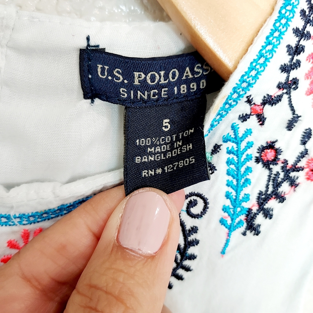 ⭐️5/$20 U.S. Polo Assn Embroidered Chambray Dress Size 5 - Picture 5 of 6